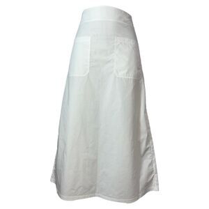 Totême Tie-Waist Midi A-Line Skirt in White Cotton